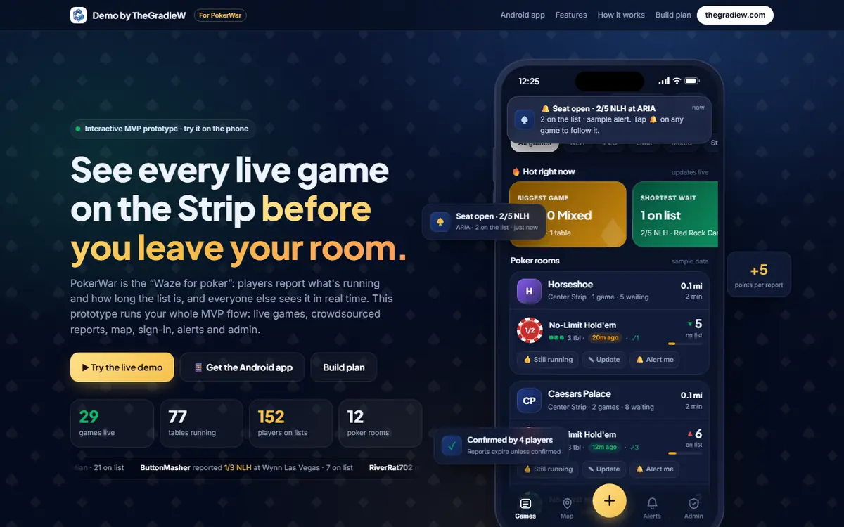 PokerWar on desktop