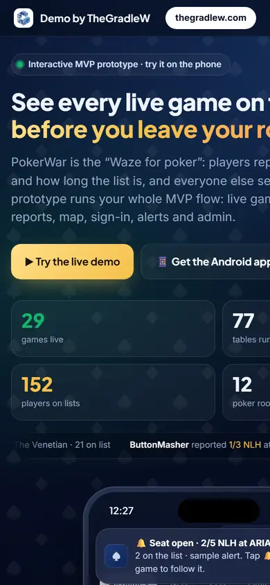 PokerWar on a phone